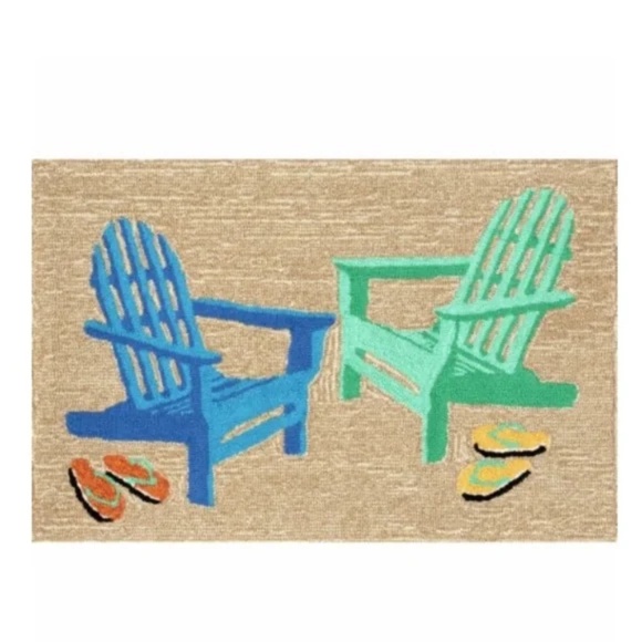 Liora Manne Marina Leaves Indoor/Outdoor Rug Blue - marina  Liora Manne Multi-Color Adirondack Indoor/Outdoor Seaside Area Rug